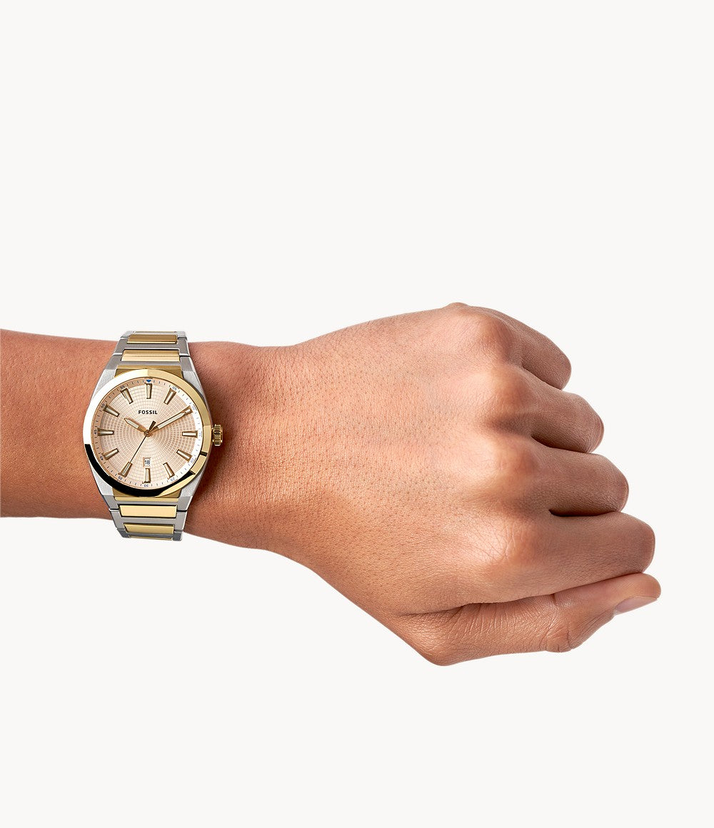 Everett Three-Hand Date Two-Tone Watch | Fossil | Luby 