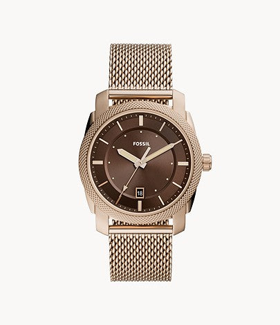 Machine Three-Hand Date Salted Caramel Stainless Steel Watch | Fossil | Luby 