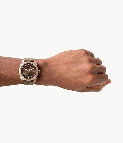 Machine Three-Hand Date Salted Caramel Stainless Steel Watch | Fossil | Luby 