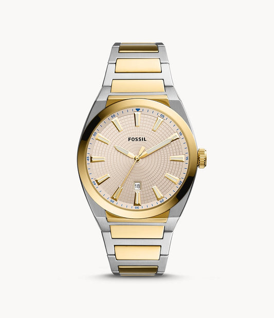 Everett Three-Hand Date Two-Tone Watch | Fossil | Luby 