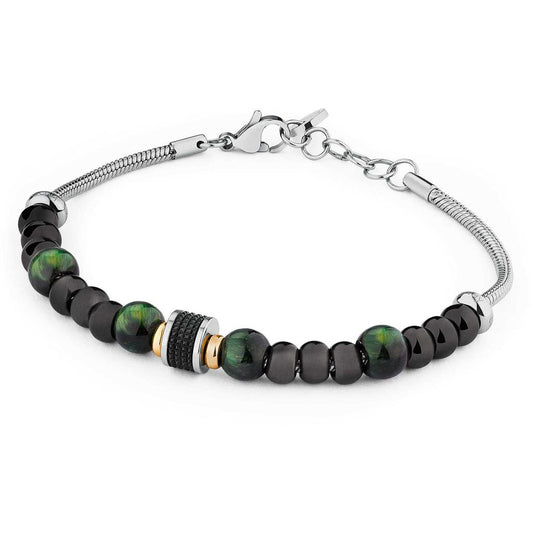 TJ Man Green Tiger's Eye Bracelet (Silver-Green) | Brosway Italia | Luby 