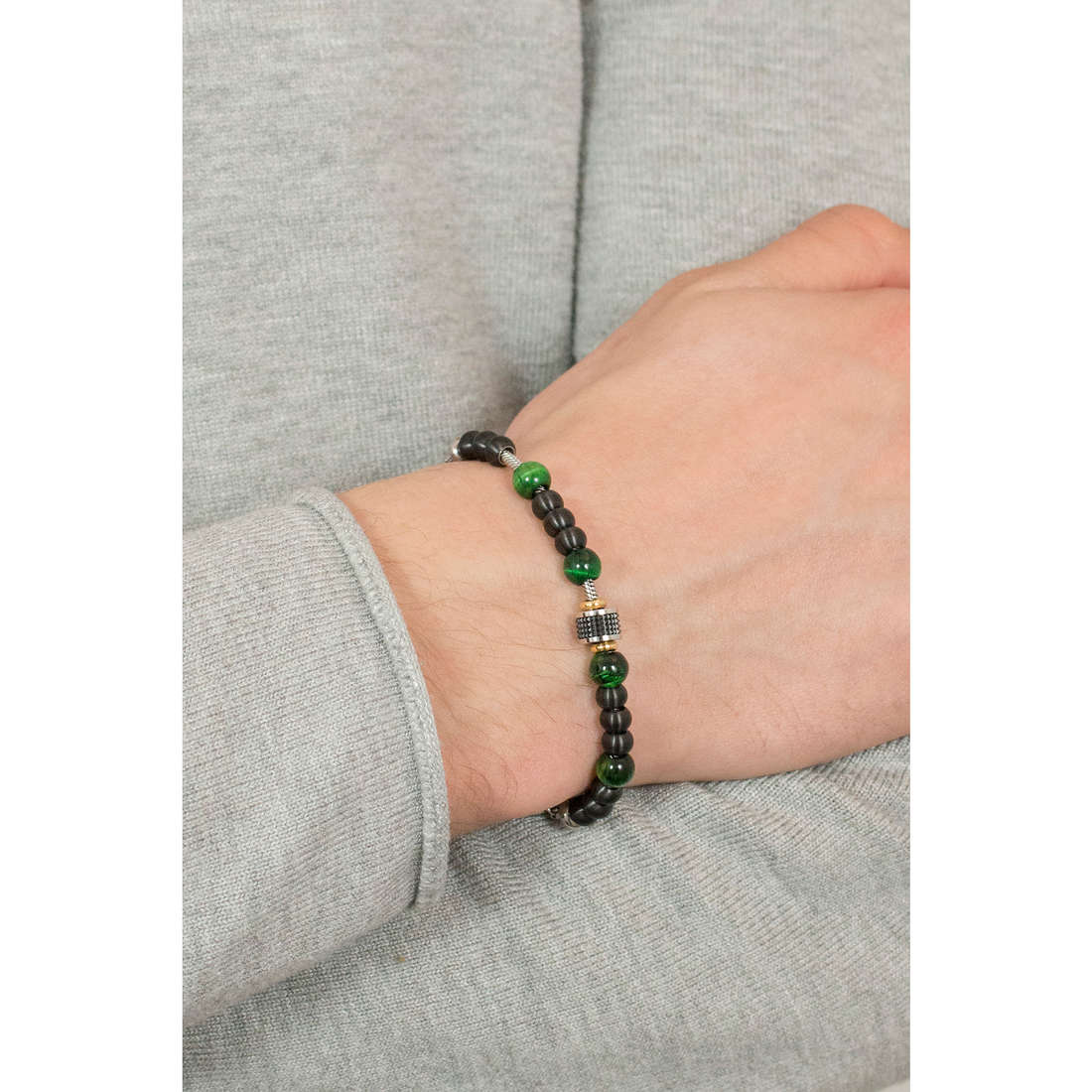 TJ Man Green Tiger's Eye Bracelet (Silver-Green) | Brosway Italia | Luby 