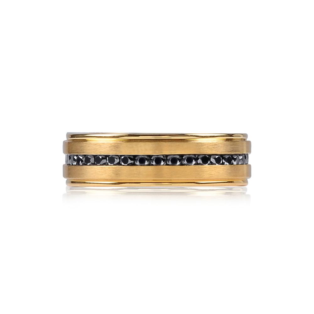Stainless-Steel Matte Black Stones Wedding Band Ring | ARZ Steel | Luby 