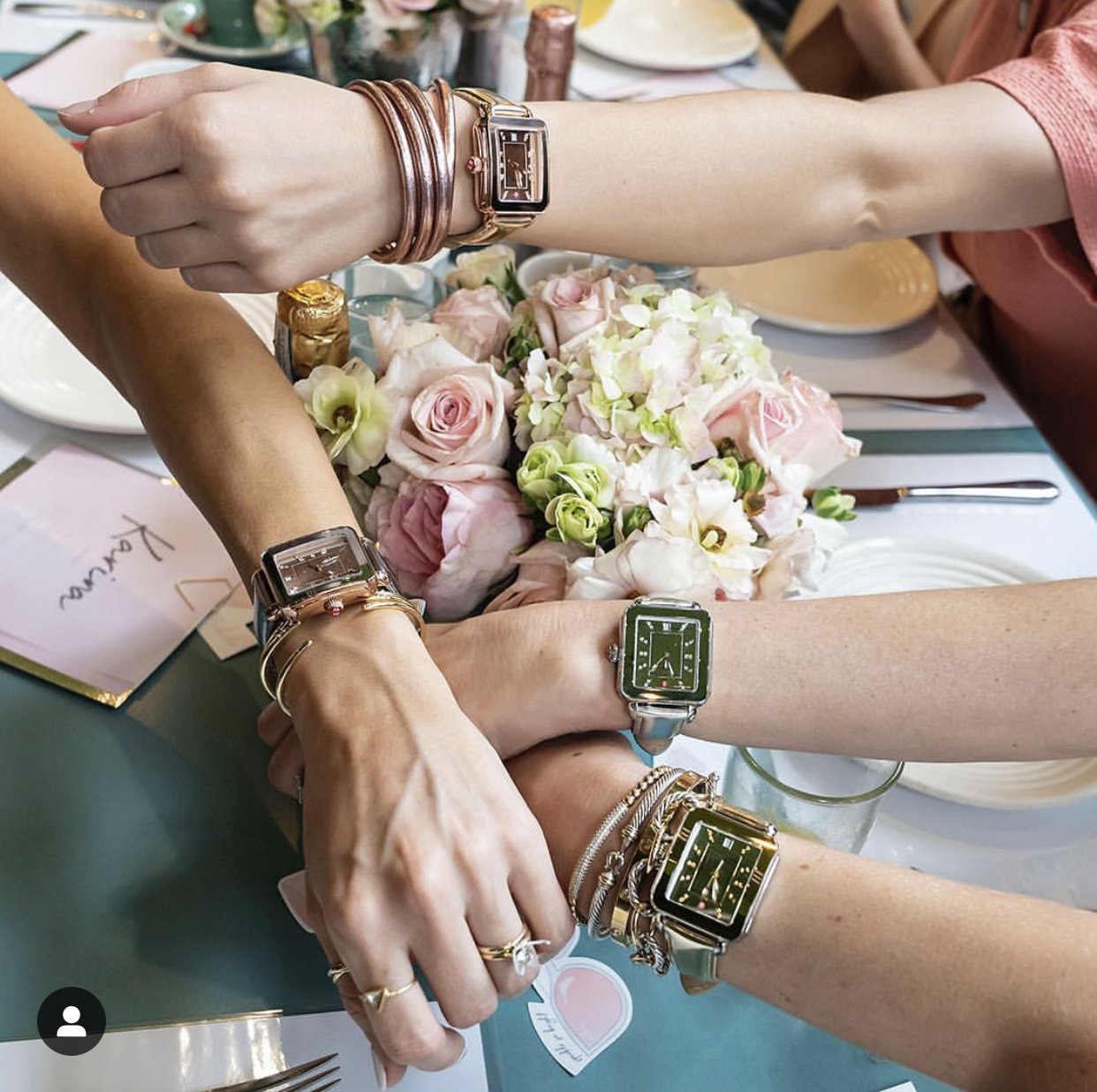 Deco Sport Pink Gold-Tone Aqua Topaz Watch | Michele | Luby 