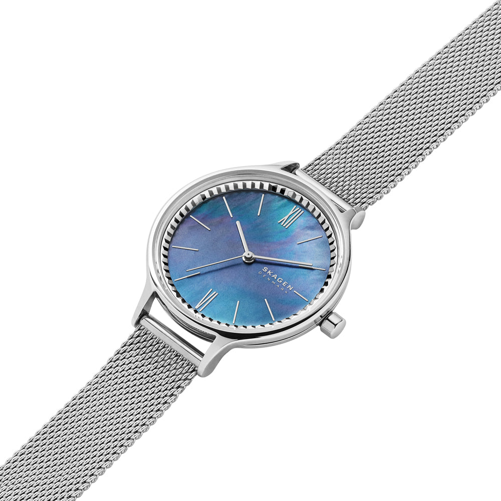 Anita Mesh Watch (Silver/Blue) | Skagen | Luby 
