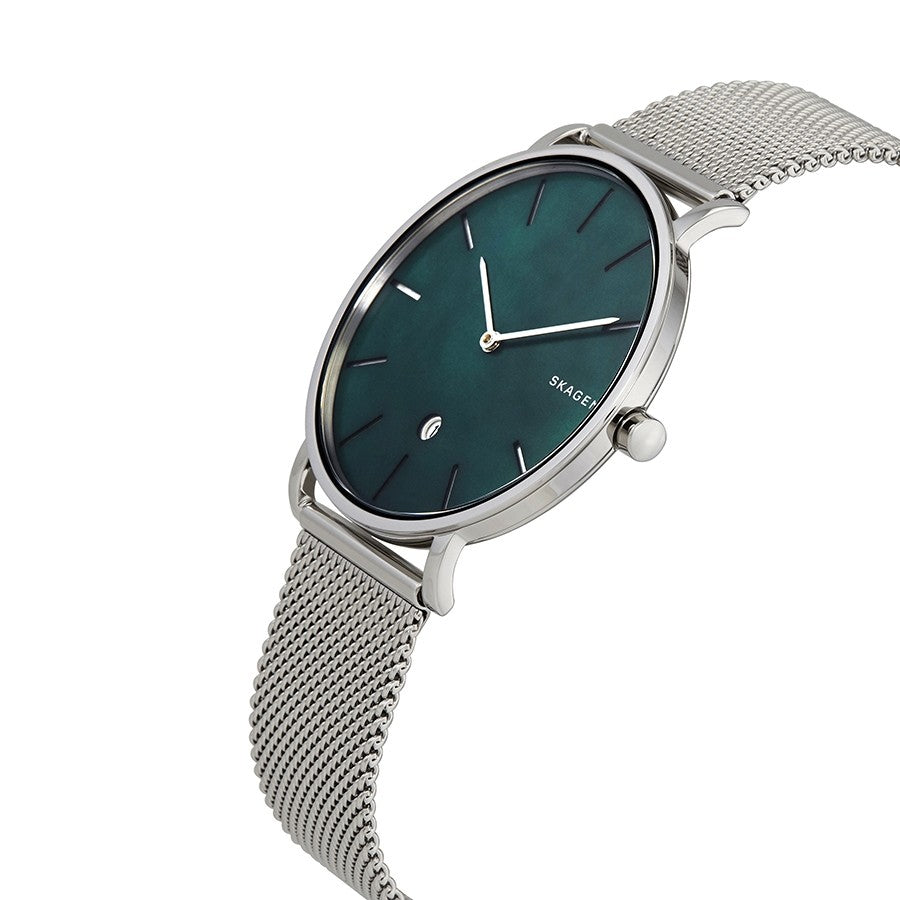 Hagen Slim Mesh Watch (Silver/Green) | Skagen | Luby 