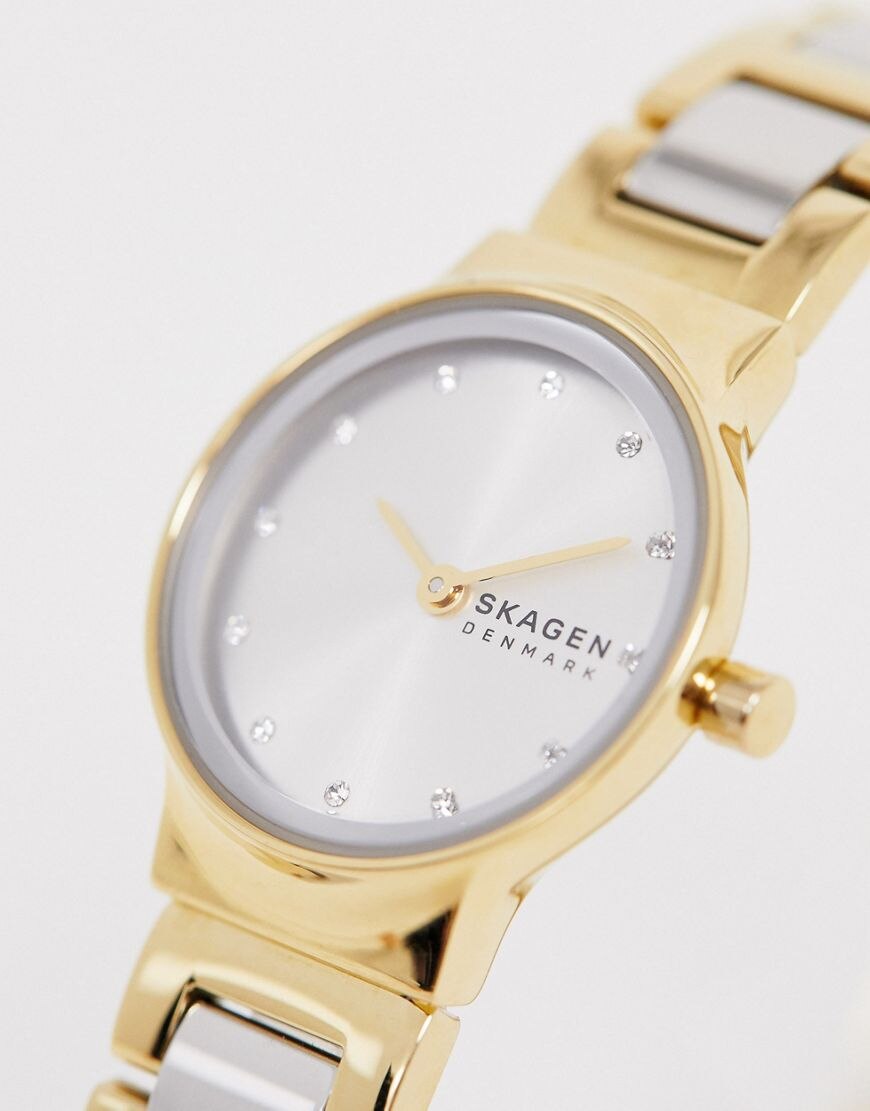 Freja Two-Tone Steel Link Watch (Silver/Gold) | Skagen | Luby 
