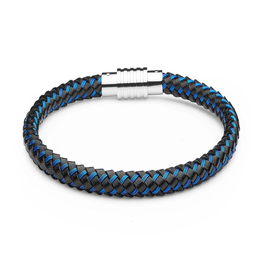 Braided Leather and Steel Bracelet | Kermar | Luby 