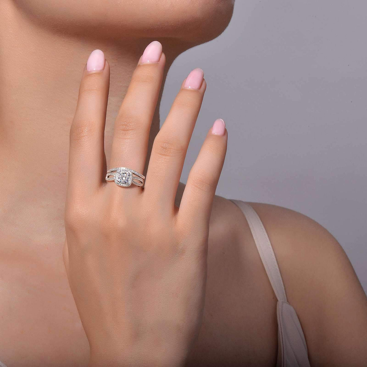 Cushion-Cut Wedding Ring and Band Set | LAFONN | Luby 