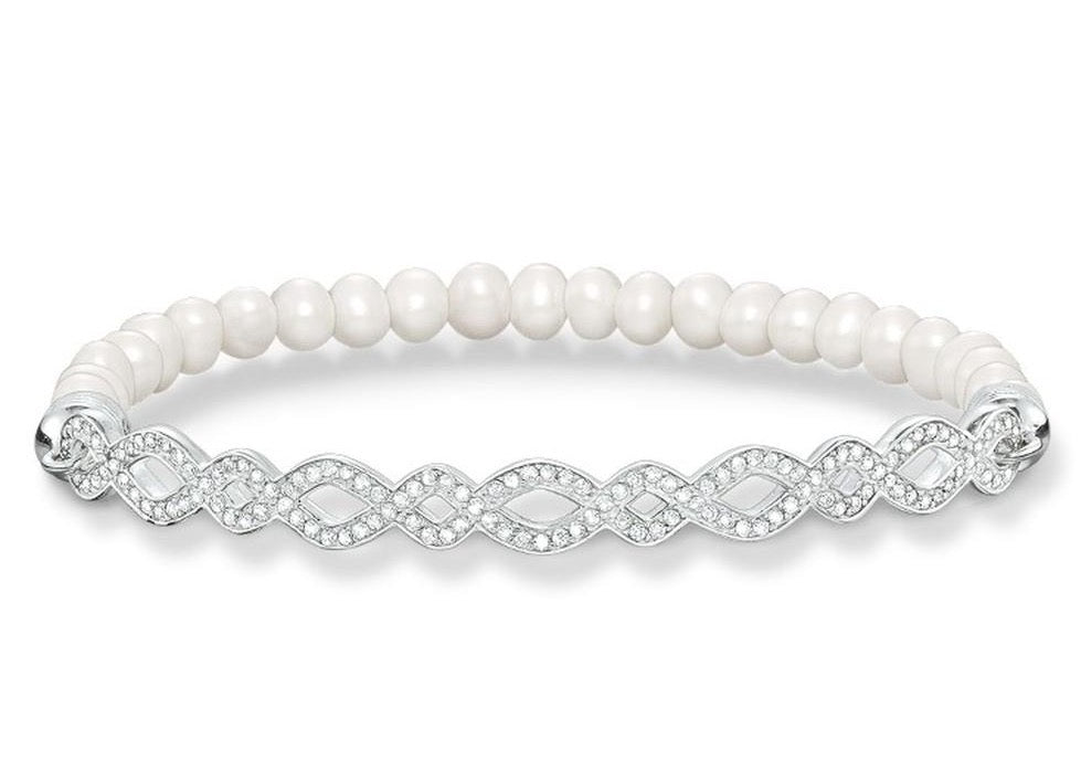 Infinity of Love Freshwater Pearls and CZ Crystals Bracelet (Silver/White) | Thomas Sabo | Luby 