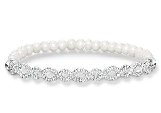 Infinity of Love Freshwater Pearls and CZ Crystals Bracelet (Silver/White) | Thomas Sabo | Luby 