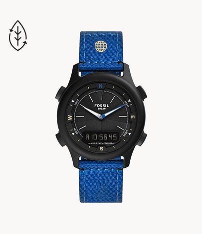 Limited Edition Solar-Powered Digital Blue RPET Watch | Fossil | Luby 
