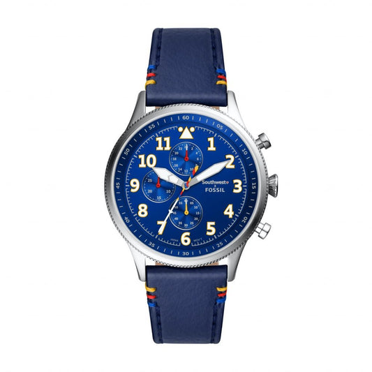 Southwest Airlines Limited Edition Retro Pilot Chronograph Blue Leather Watch | Fossil | Luby 