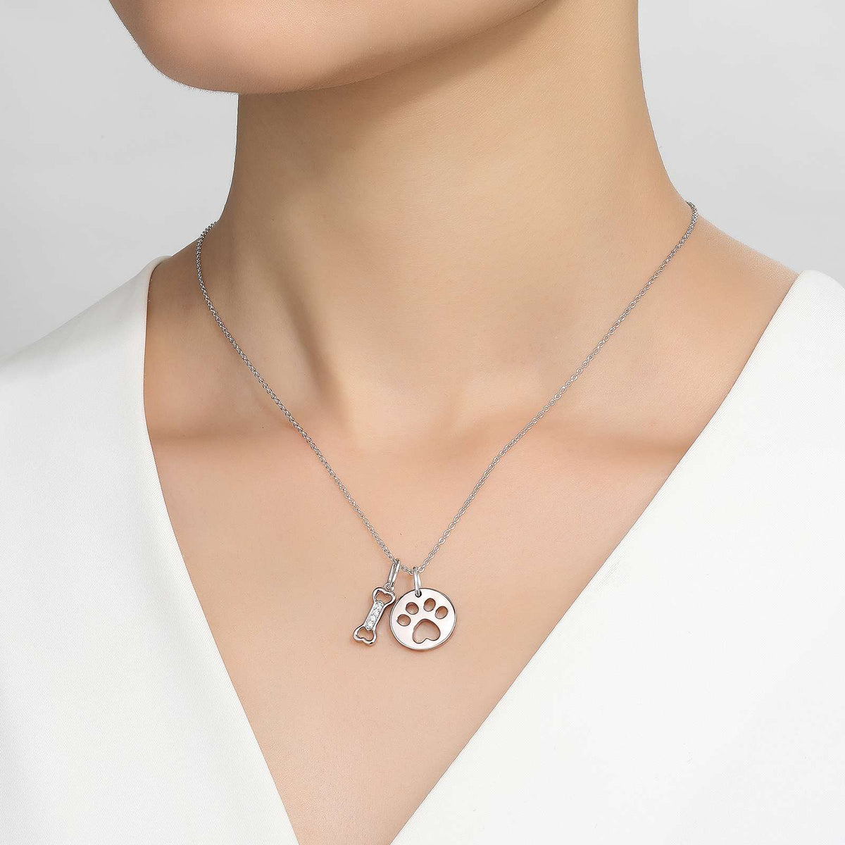 Paw Print Dog Bone Necklace | Lafonn | Luby 