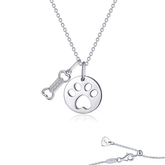 Paw Print Dog Bone Necklace | Lafonn | Luby 
