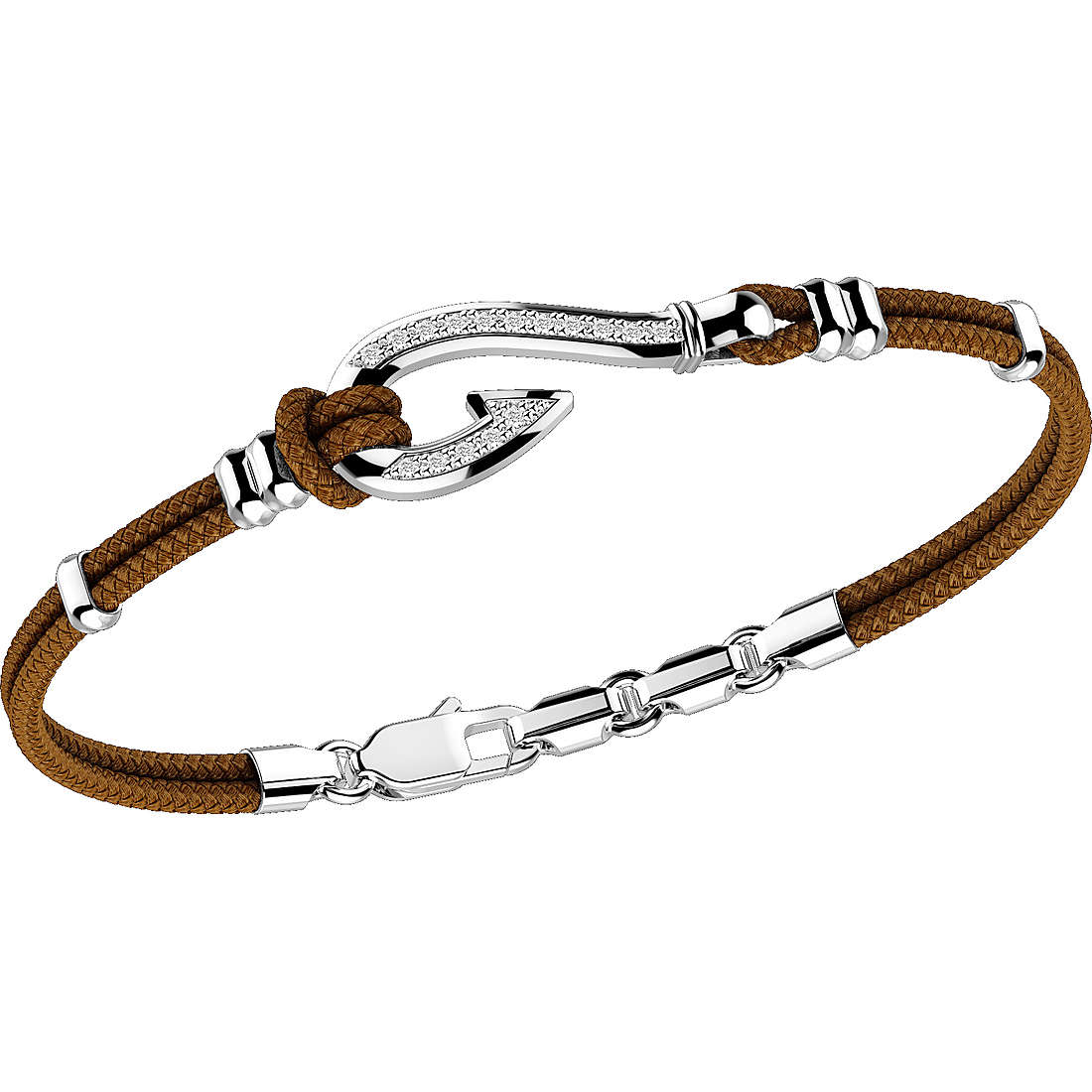 Bracelet Brown with Fish Hook and CZ | Zancan | Luby 