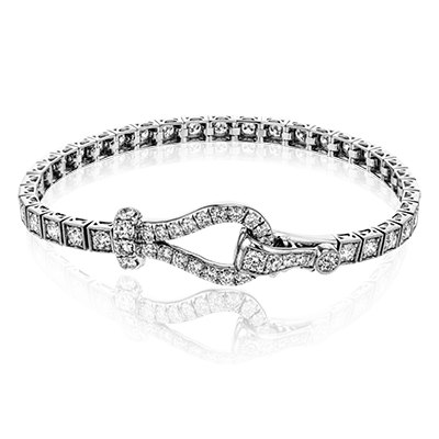 White Gold and Diamonds Buckle Bracelet (3ctw) | Simon G | Luby 