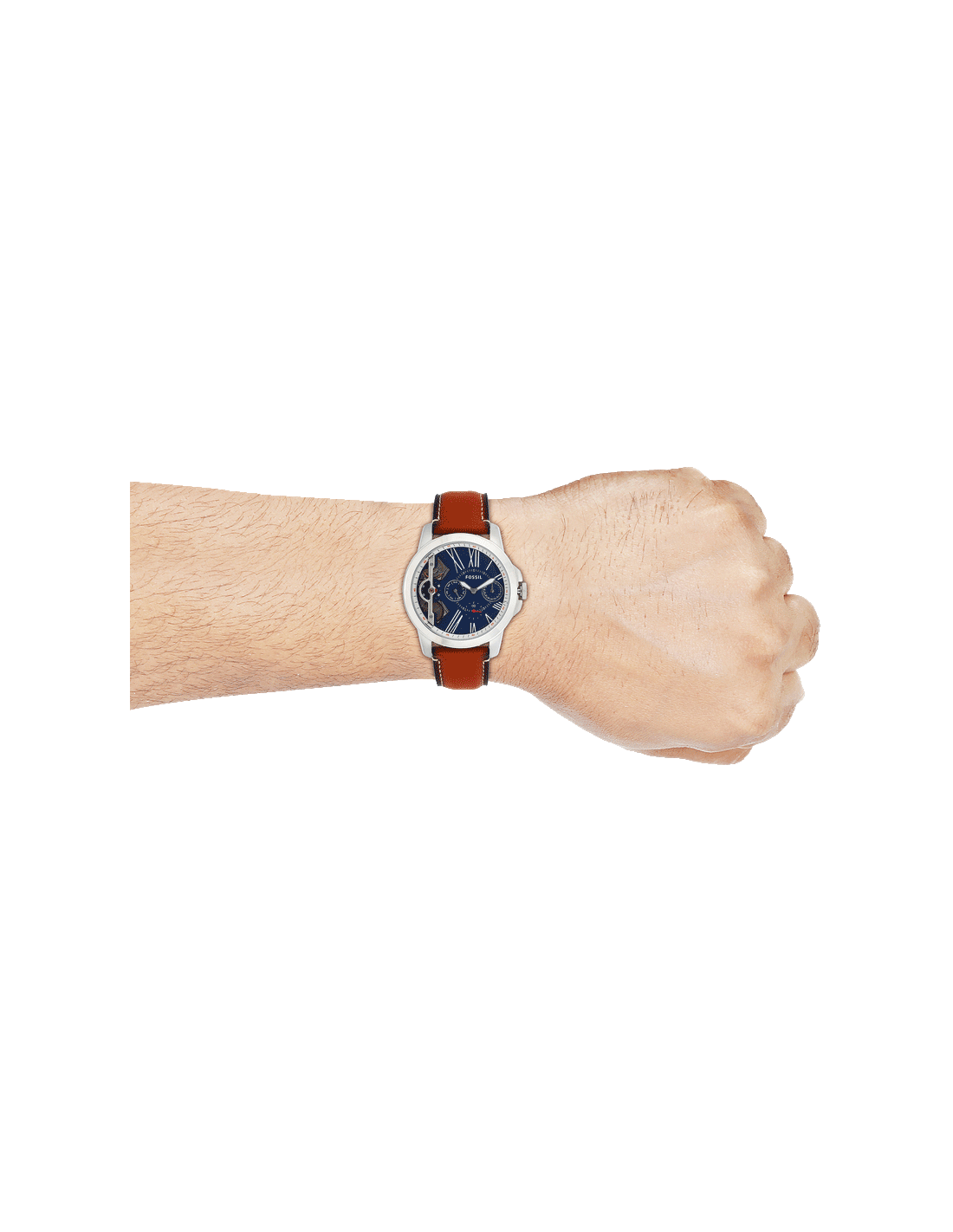 Grant Twist Luggage Watch (Silver/Brown) | Fossil | Luby 