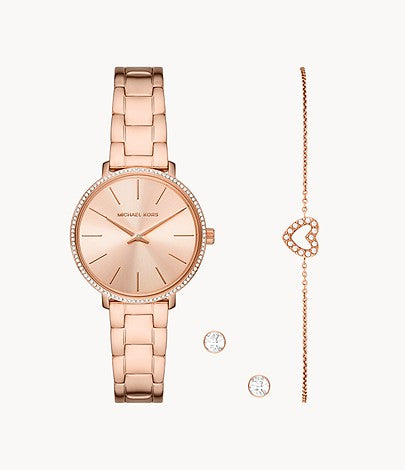 Ladies' Pyper Watch and Bracelet Set (Rose-Gold) | Michael Kors | Luby 