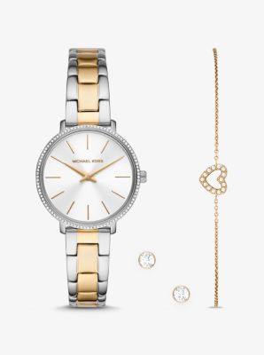 Ladies' Pyper Watch and Bracelet Set (Gold/Silver) | Michael Kors | Luby 
