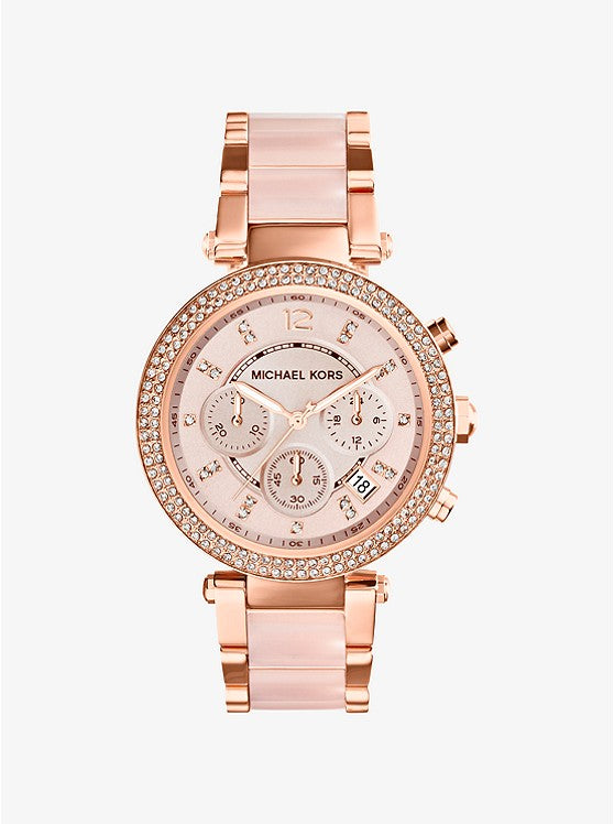 Parker Rose Gold-Tone Blush Acetate Watch | Michael Kors | Luby 