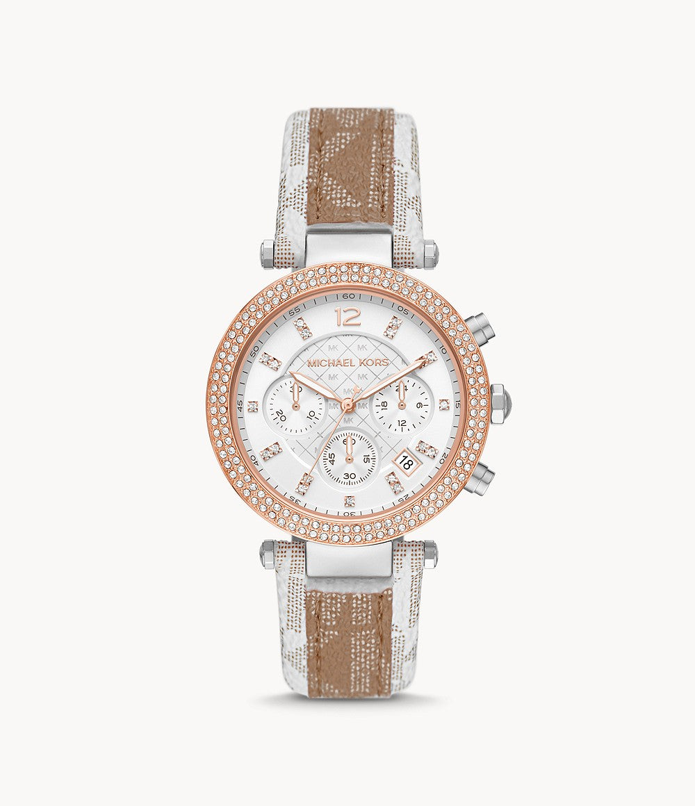 Parker Chronograph Watch (Rose-Gold/White) | Michael Kors | Luby 
