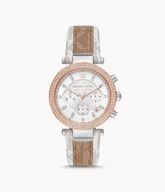 Parker Chronograph Watch (Rose-Gold/White) | Michael Kors | Luby 