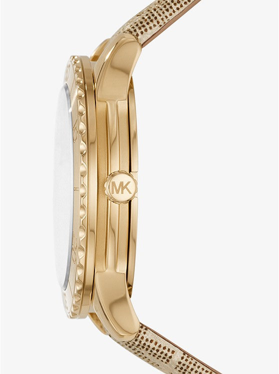 Oversized Runway Dive Pavé Gold-Tone and Metallic Logo Watch | Michael Kors | Luby 