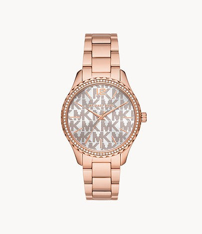 Michael Kors Layton Three-Hand Rose Gold-Tone Stainless Steel Watch | Michael Kors | Luby 