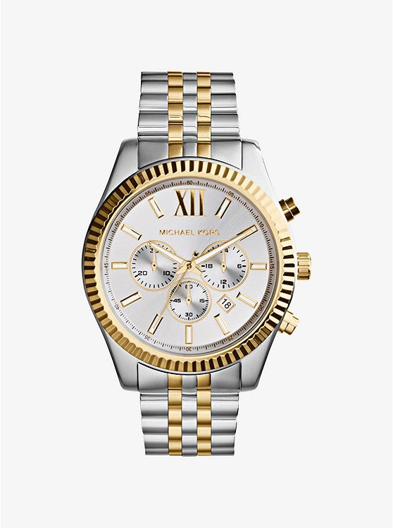 Oversized Lexington Watch (Silver/Gold) | Michael Kors | Luby 