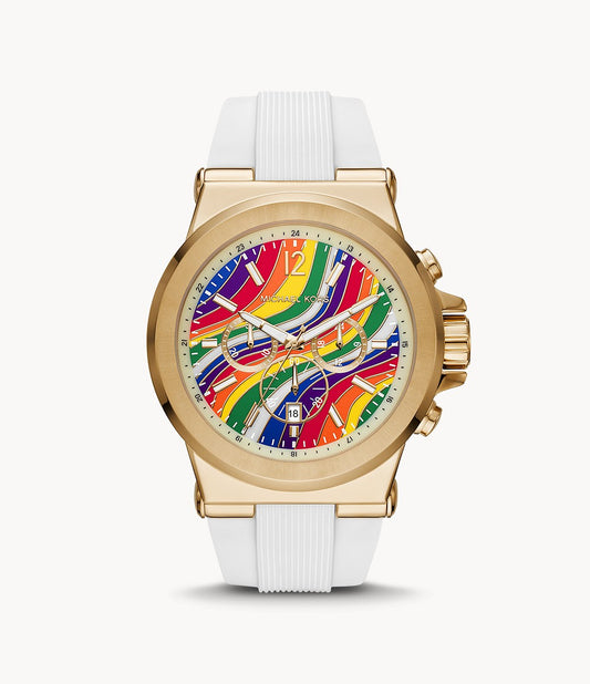 Dylan Chronograph Rainbow Watch (Gold/White) | Michael Kors | Luby 