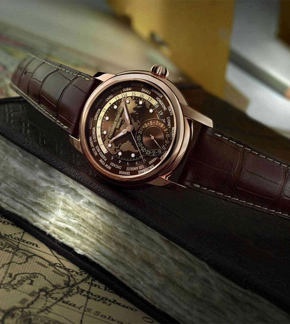Worldtimer Manufacture (Rose-Gold/Brown) | Frederique Constant | Luby 