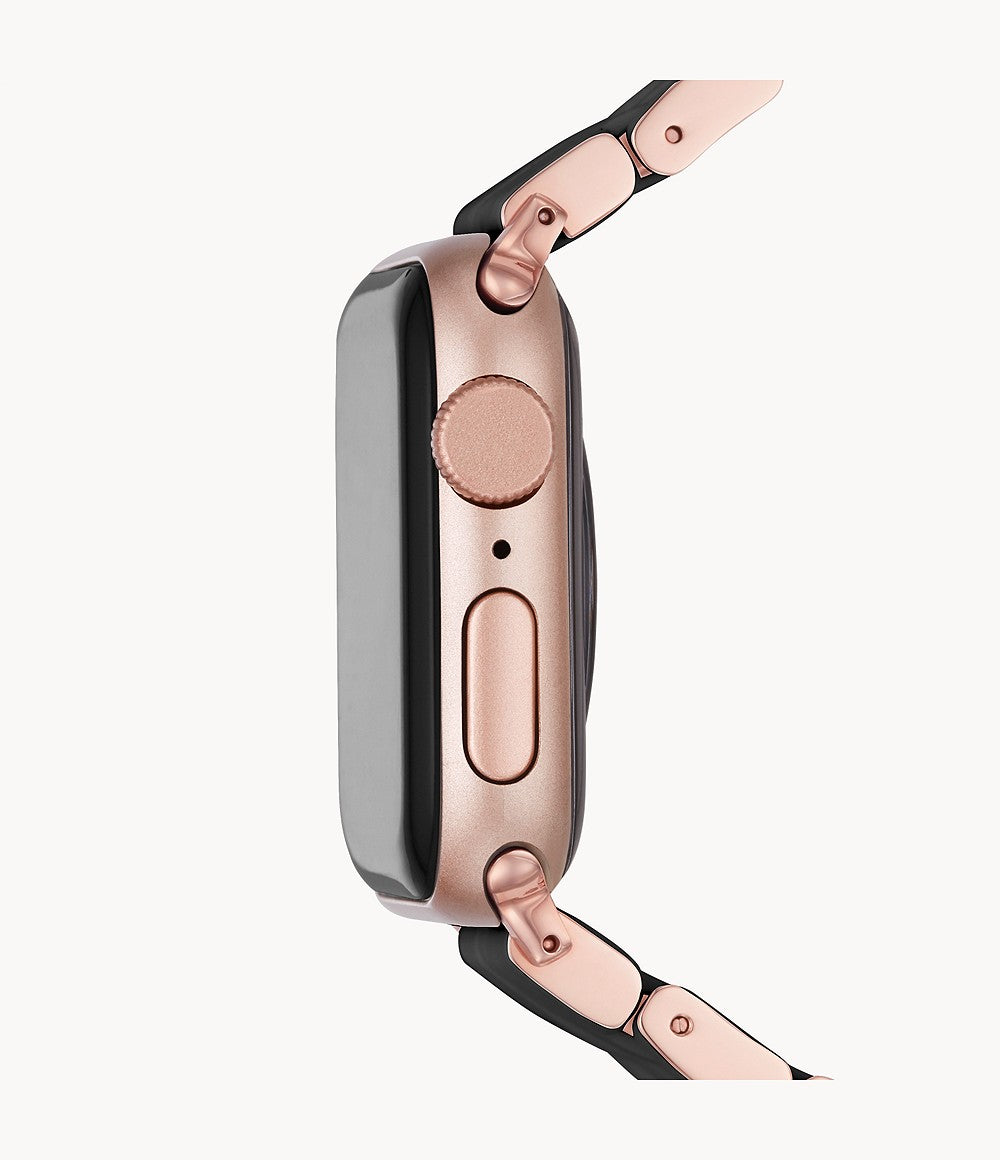 Black and Pink-Tone Silicone-Wrapped Bracelet Band for Apple Watch® | Michele | Luby 