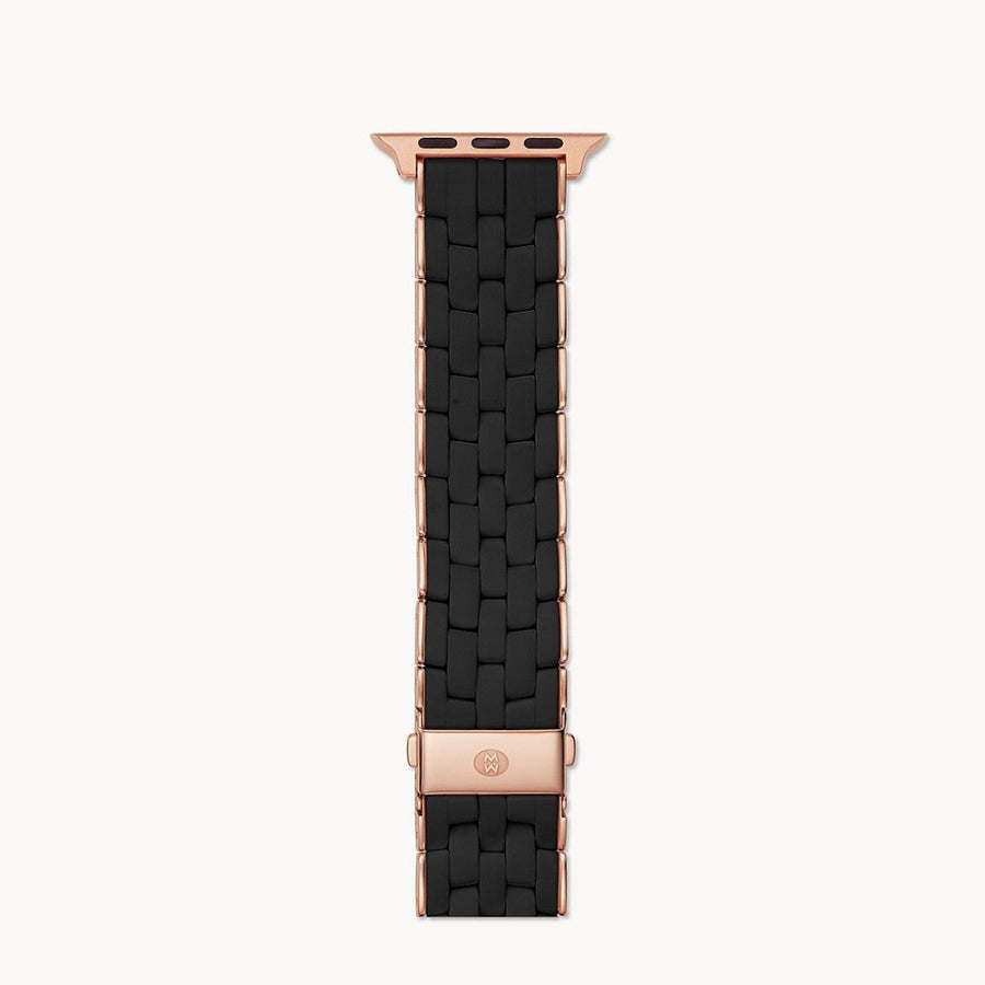 Correa de pulsera envuelta en silicona en tonos negros y rosados ​​para Apple Watch®