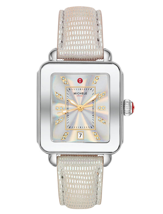 Deco Sport Stainless Topaz Dial Iridescent Leather Watch | Michele | Luby 