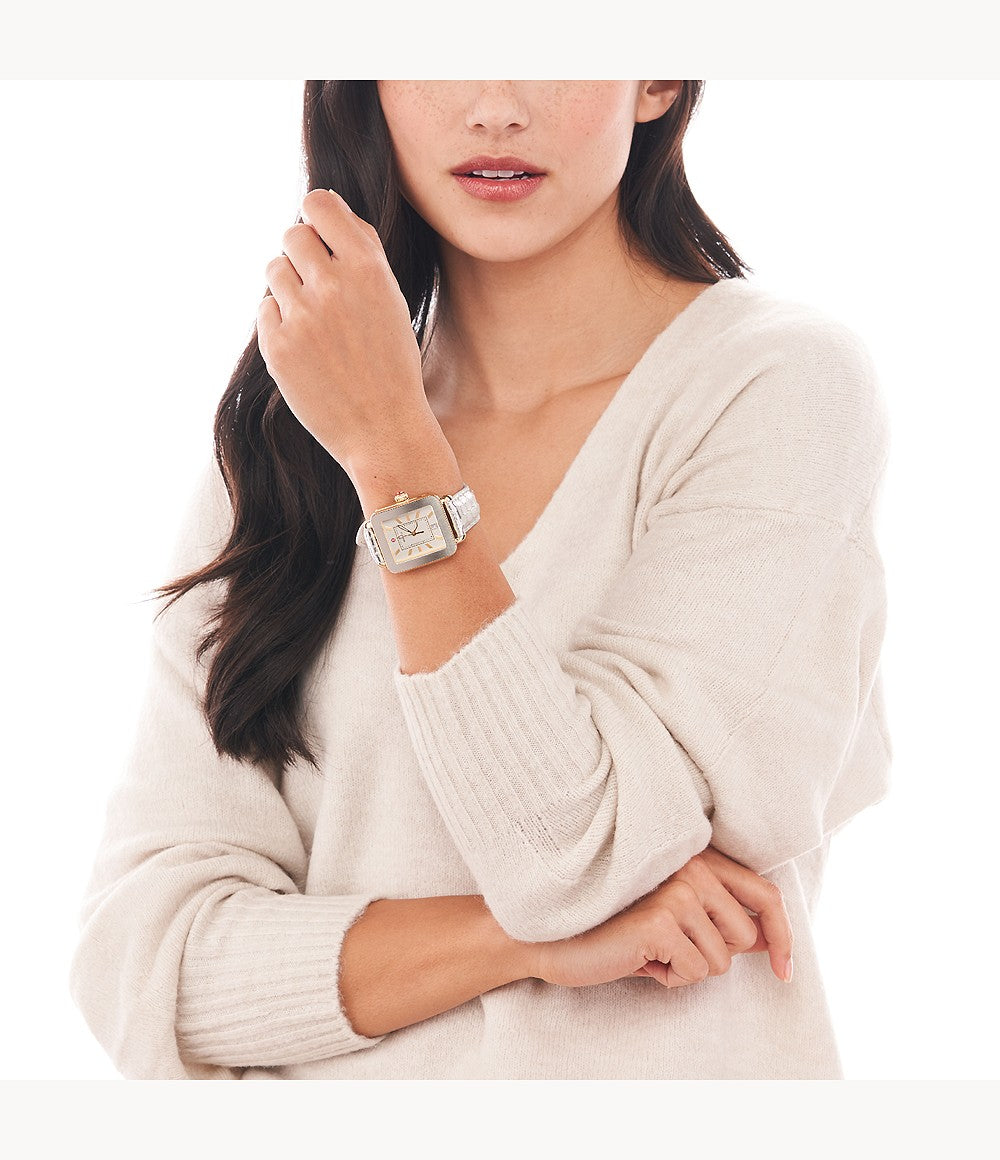 Deco Sport Gold-Tone Silver-Tone Embossed-Leather Watch | Michele | Luby 