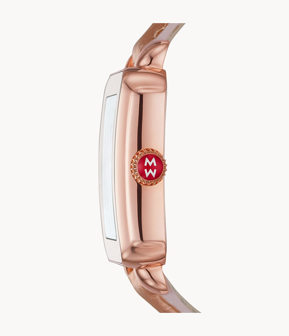 Deco Sport Pink Gold-Tone Rose Embossed-Leather Watch | Michele | Luby 