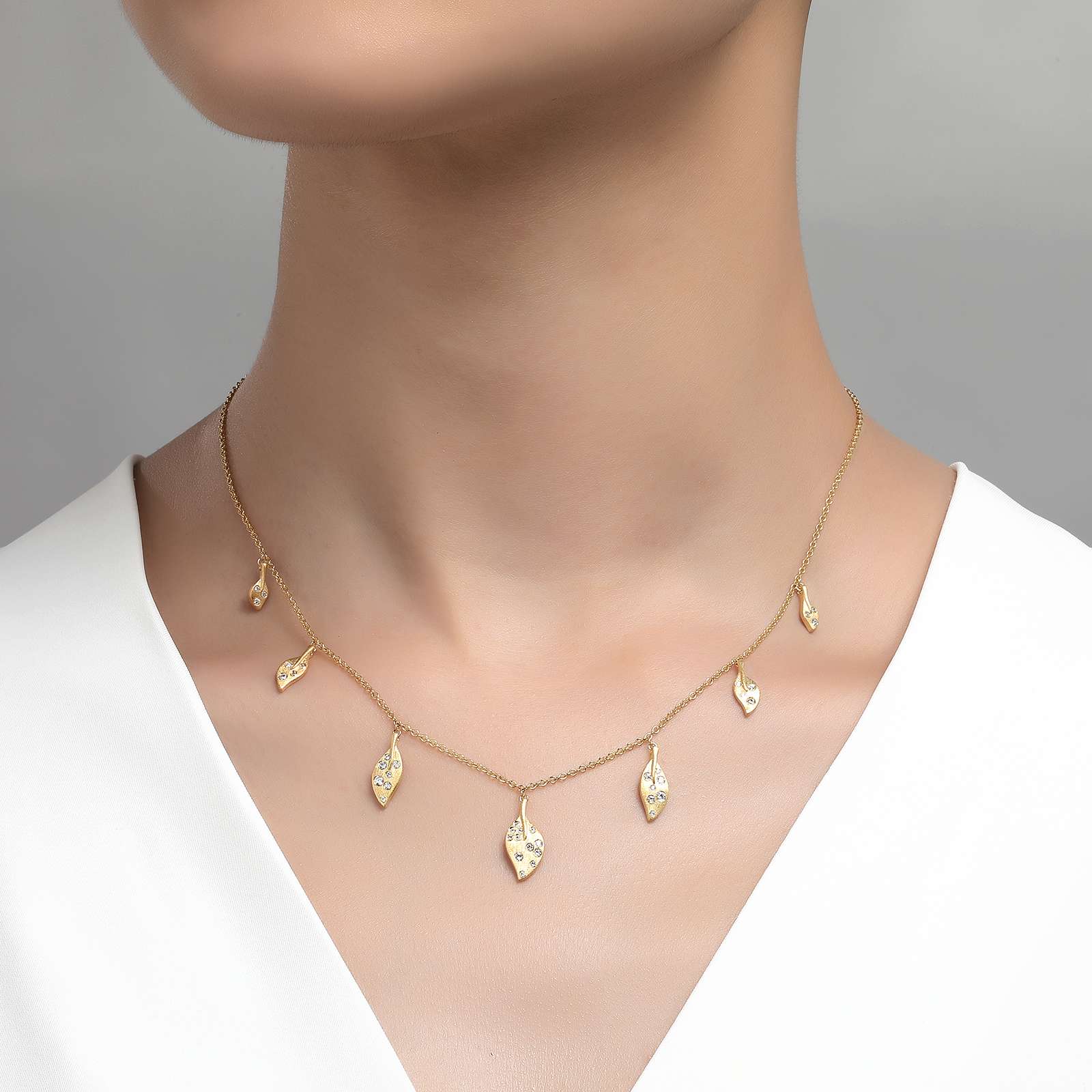 Leaf Station Necklace (Gold) | Lafonn | Luby 