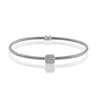18k White Gold and Diamonds Spiral Bangle | SIMON G | Luby 