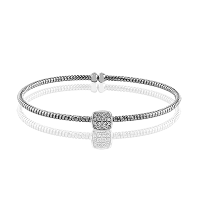 18k White Gold and Diamonds Spiral Bangle