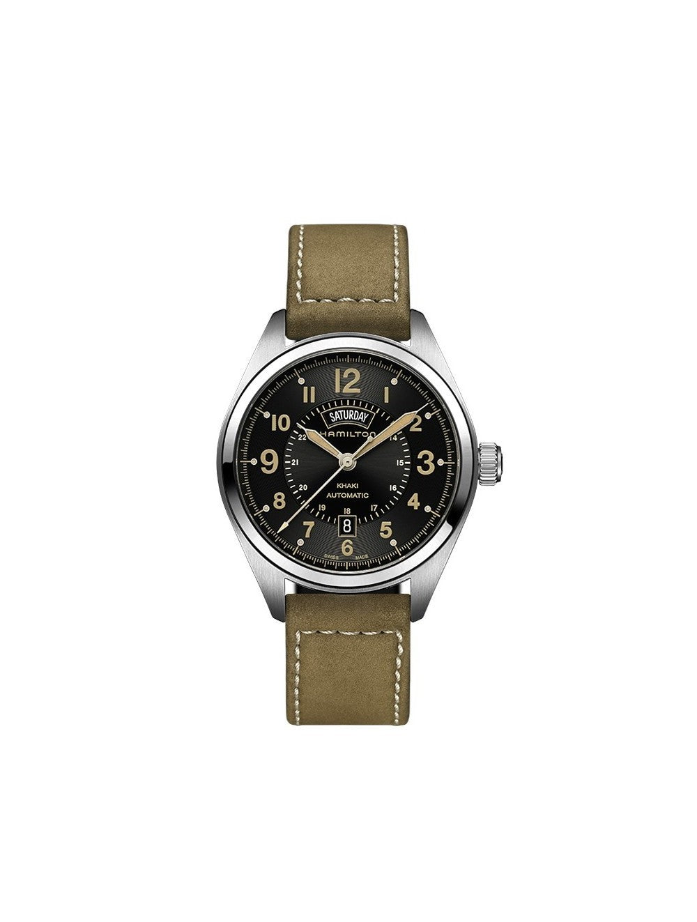 Khaki Automatic Field Day Date (Black-Brown) | Hamilton | Luby 