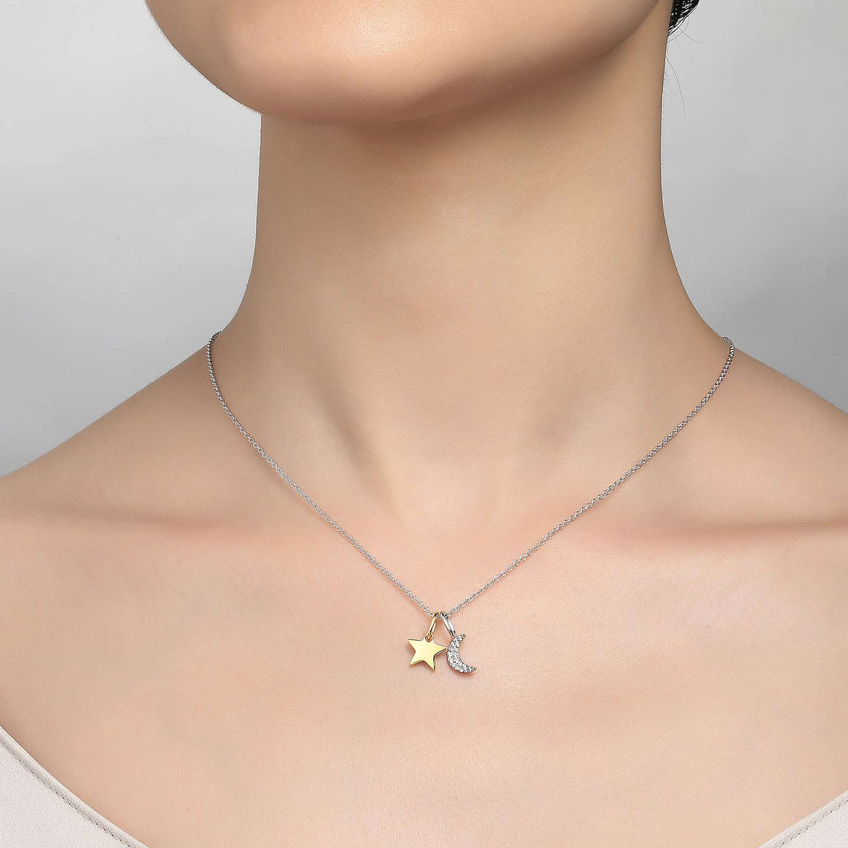 Moon & Star Shadow Charm Necklace | Lafonn | Luby 