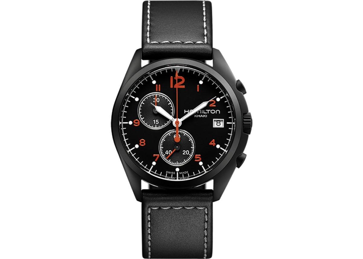Khaki Chronograph Quartz Pilot Pioneer (Black/Orange) | Hamilton | Luby 