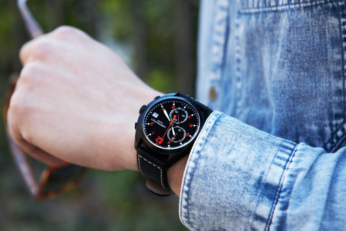 Khaki Chronograph Quartz Pilot Pioneer (Black/Orange) | Hamilton | Luby 