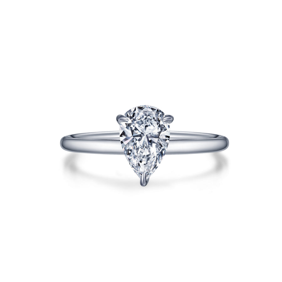 Anillo de compromiso con solitario en forma de pera