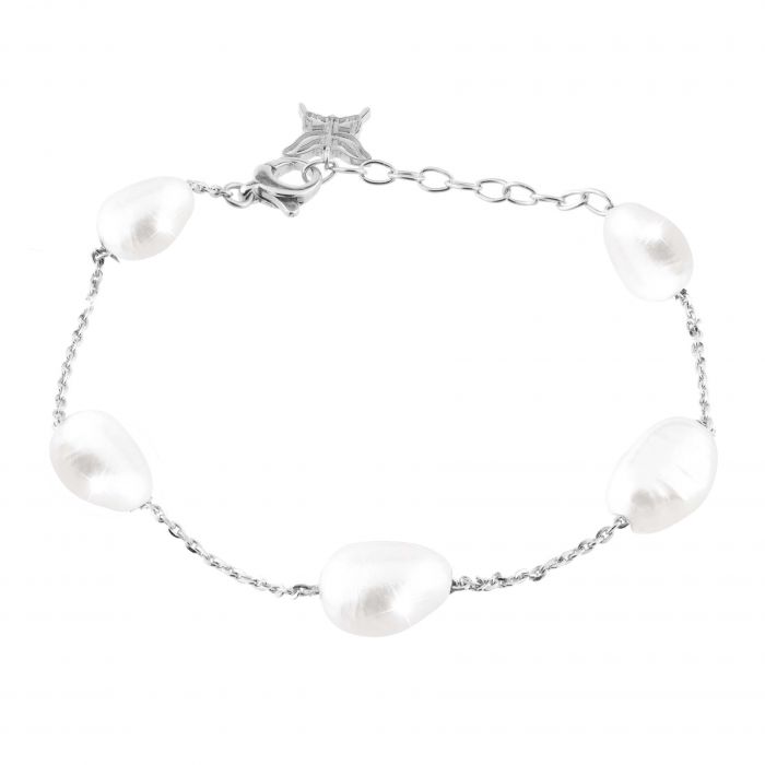 Butterfly Bracelet in Silver with Natural Pearl | Rebecca | Luby 