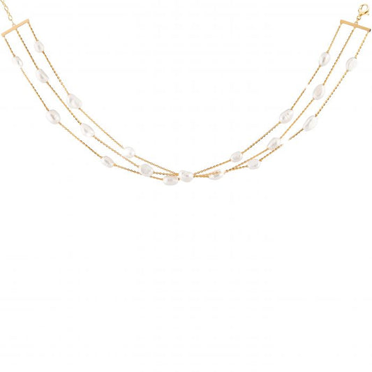 Multi-Strand Butterfly Necklace in Silver with Natural Pearl | Rebecca | Luby 