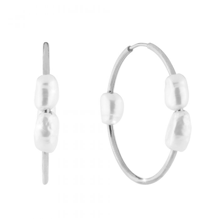 Butterfly Earrings in Silver Three Natural Pearls | Rebecca | Luby 