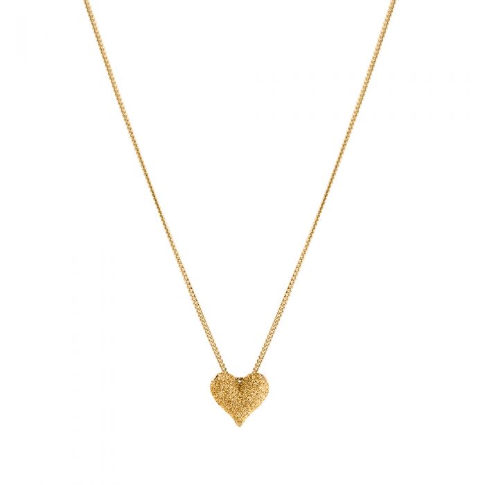 Jolie silver necklace with large heart pendant with micro diamonds