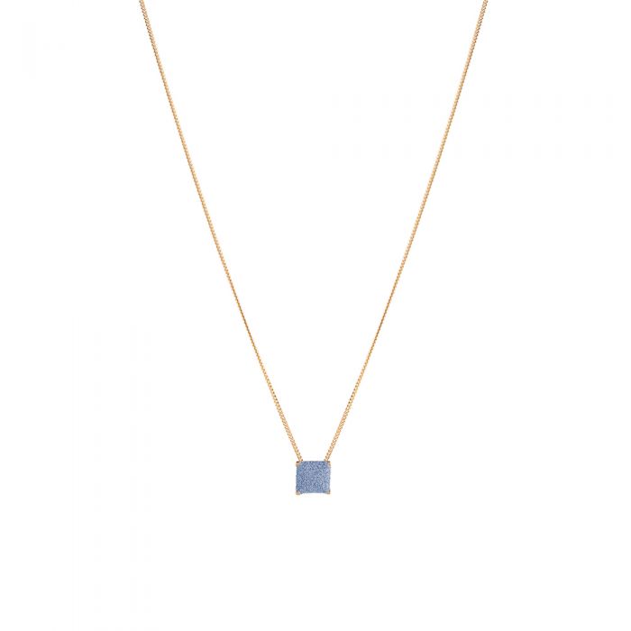 Jolie necklace in silver with small square pendant with micro diamonds (gold-plated) | Rebecca | Luby 